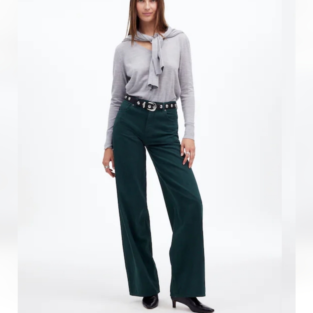 Madewell Superwide-Leg Jeans in Luxury Forest NS952 Size 29